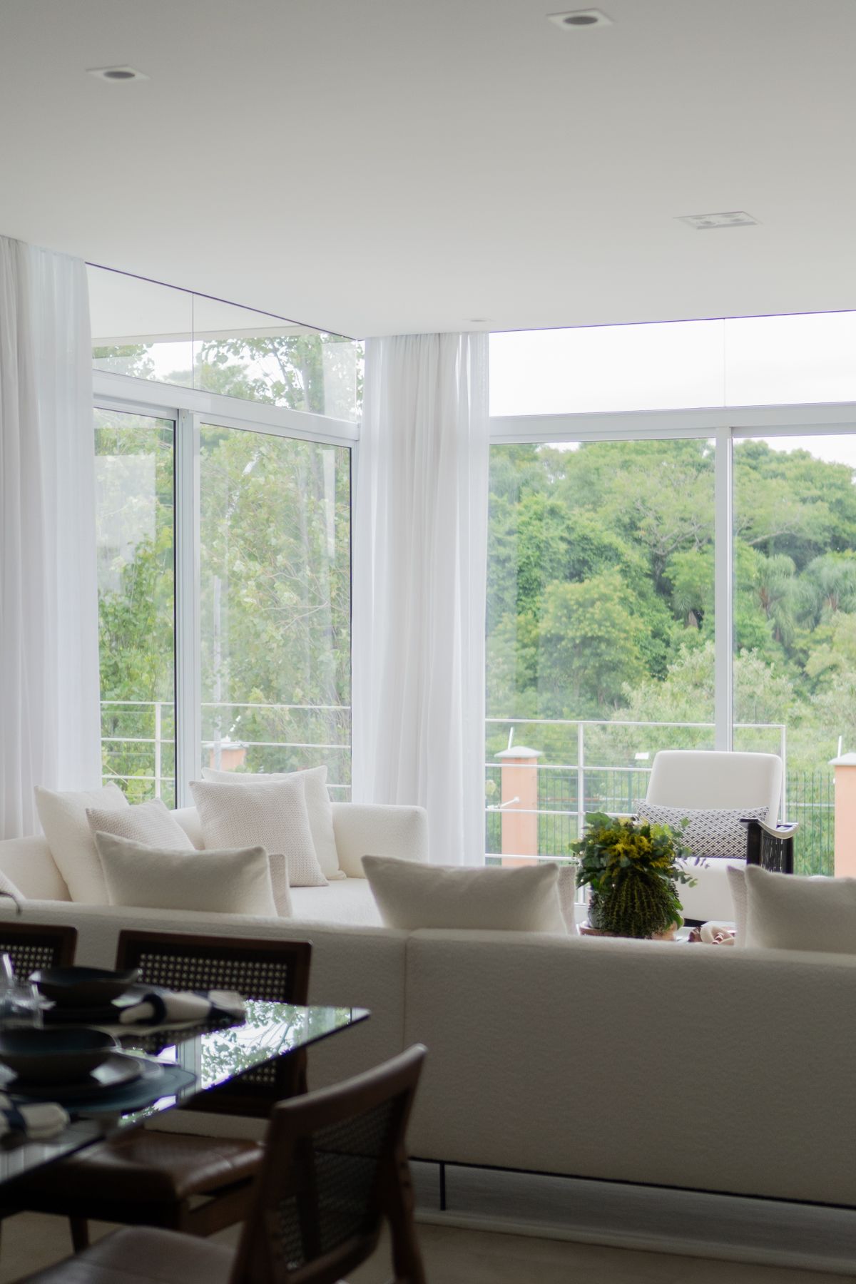 Bright modern living room with large windows